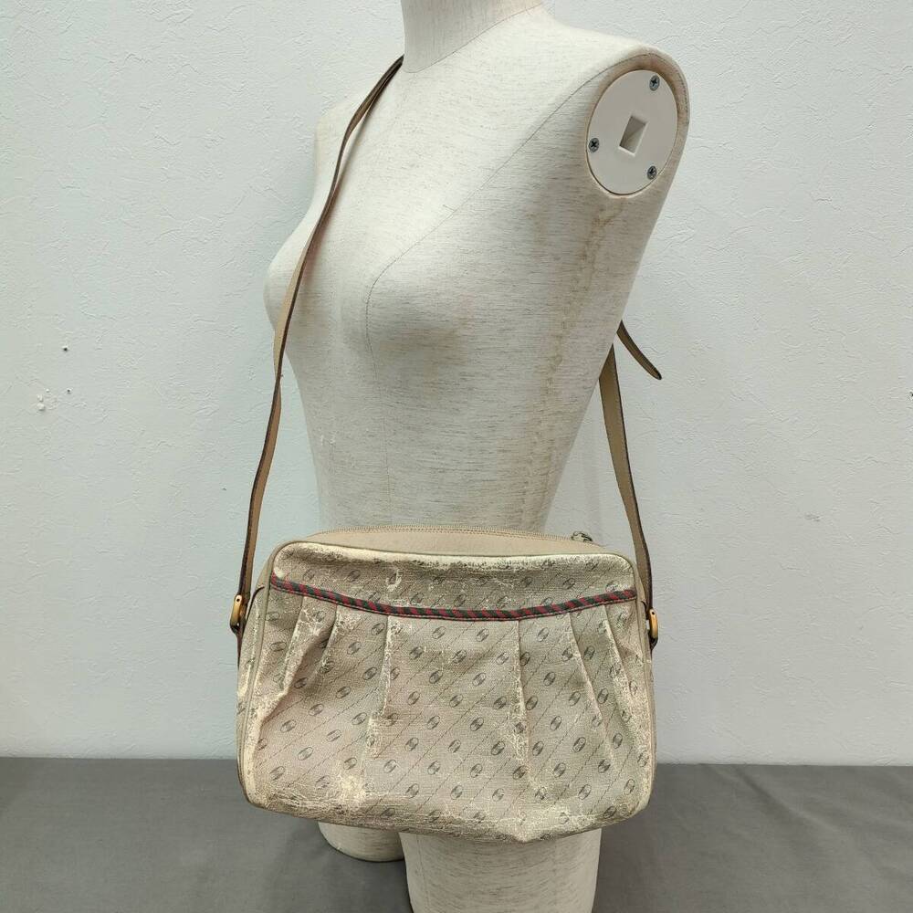 GUCCI Sherry Shoulder Bag Beige White